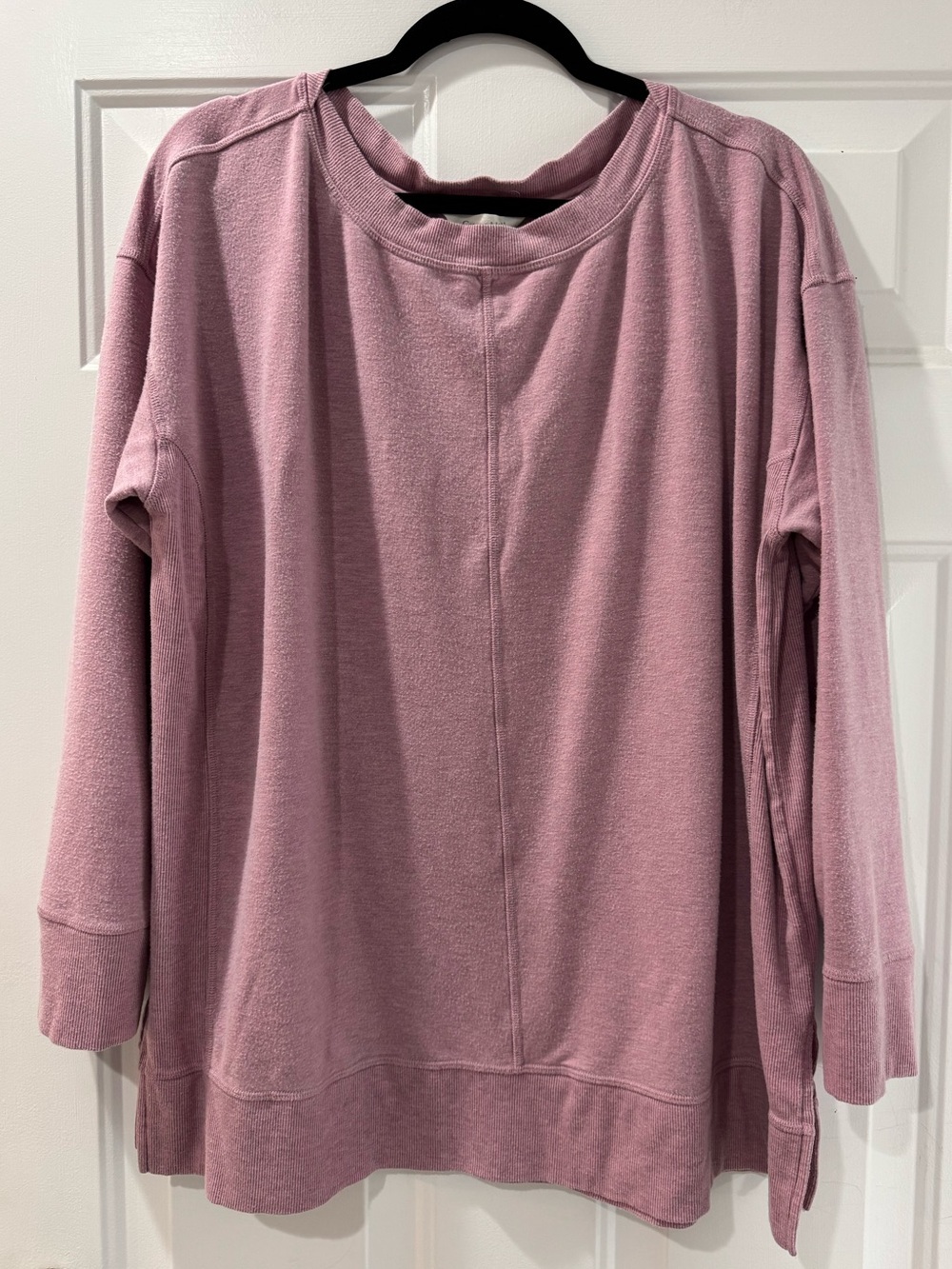 Garnet Hill Ribbed-Detail Tunic Dusty Mauve Size L Oversized shirt
